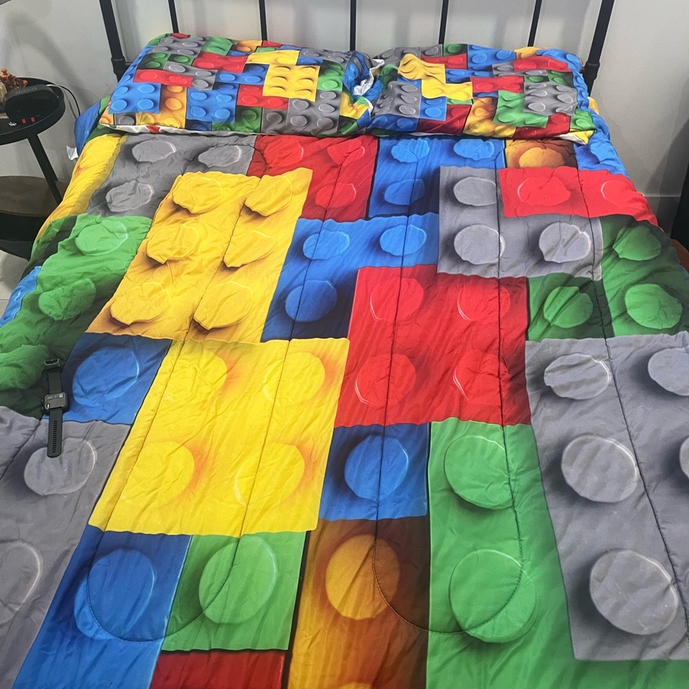 Colorful Building Block Pattern Comforter Set - Multicolor